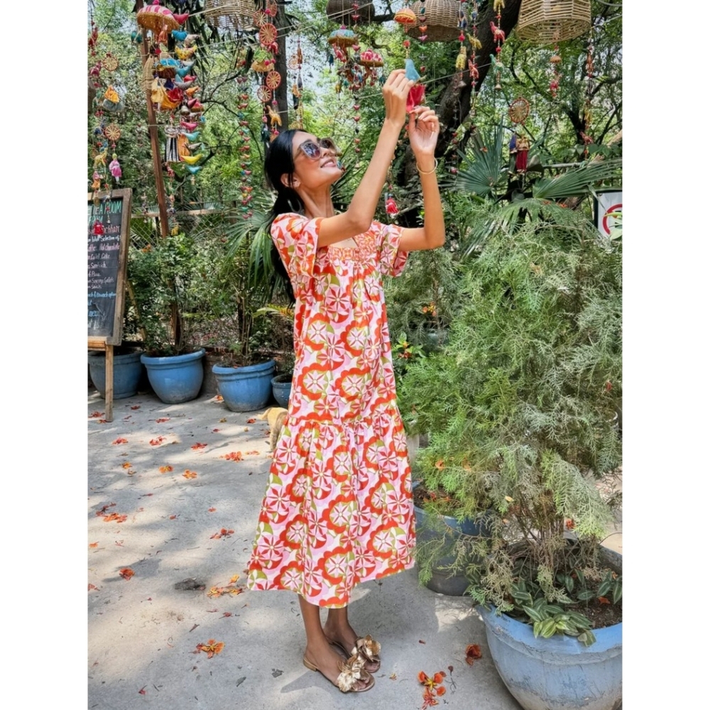 Printfresh | Tara Cotton Printed Dress in Flower Hour Lava Lamp New Size Small - Picture 2 of 12